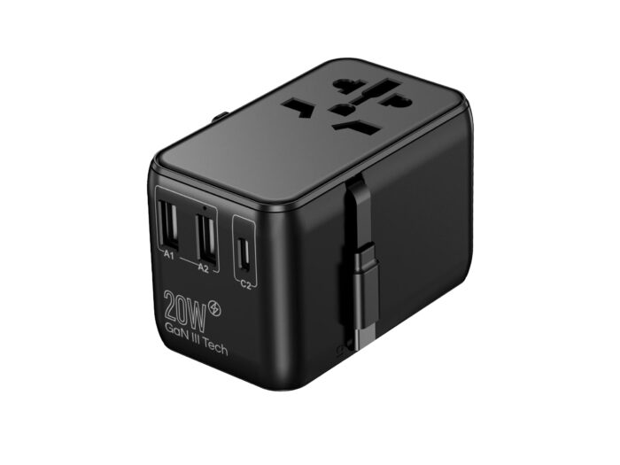 <b>Plugster:</b> <br>Travel Adaptor with Built in USB-C Cable