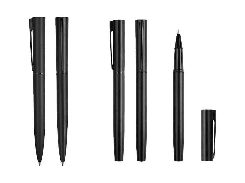 Halon Penset — A metal roller pen with matching metal ball pen