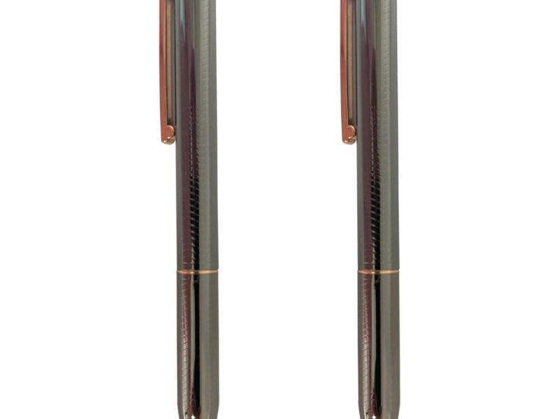 Contra — Silver Metal Ball Pen with Grooves & Copper Accents