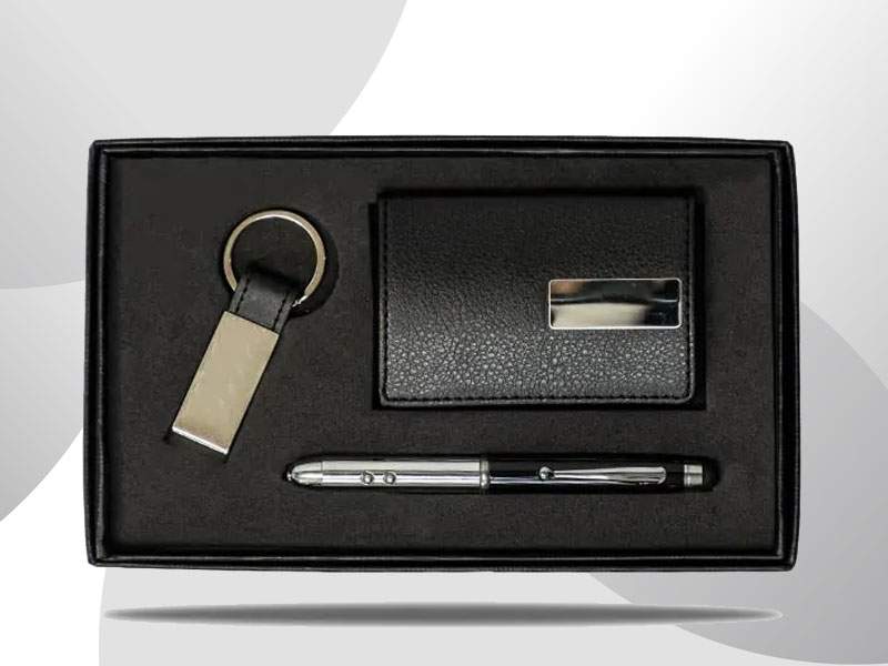 Pokebond — Gift set With Leatherette Card case multi-functional metal pen & keychain