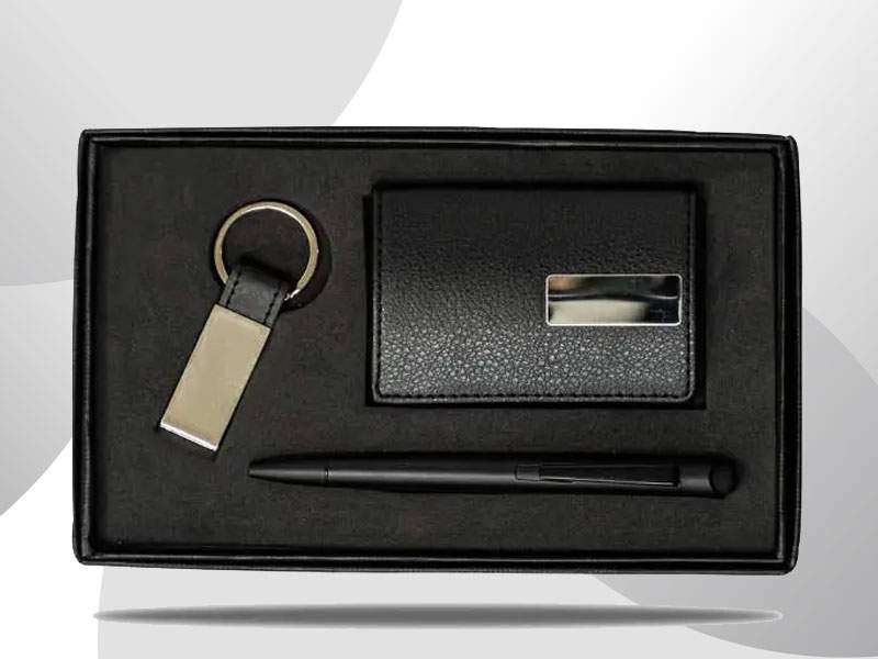 Poket — Cardcase set With slim Leatherette Card case, Stylet pen & keychain