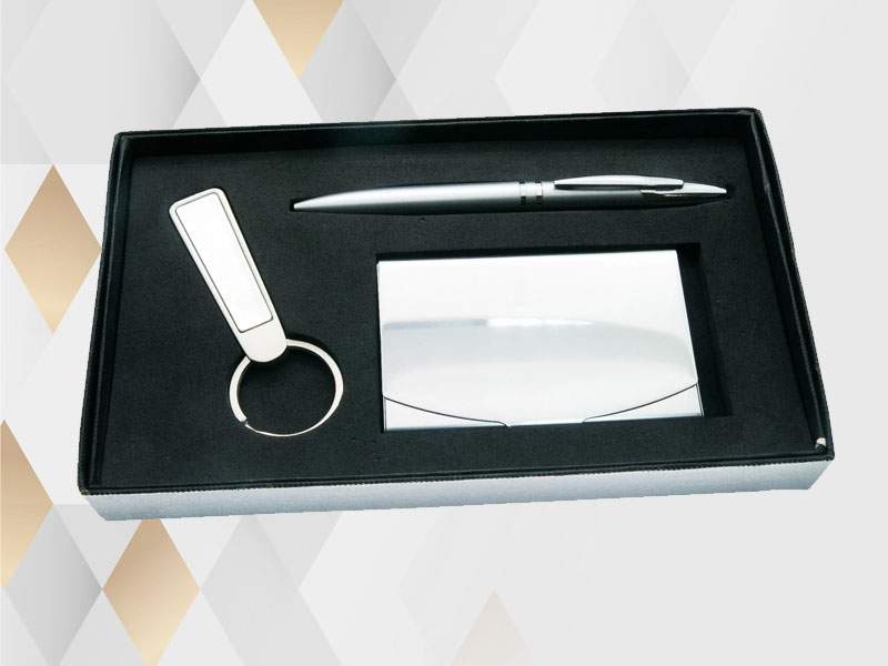 3pc cardcase set with business card case, keychain, & metal pen