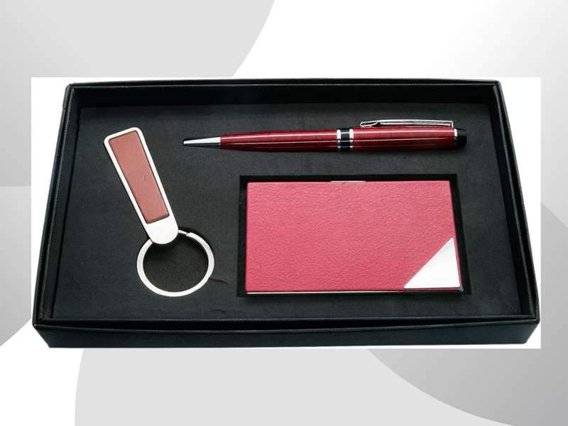 3pc Corporate Set With business card case, keychain and metal pen