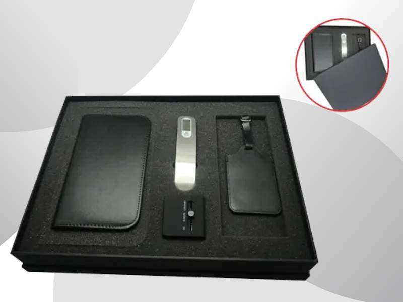 Voyager set — With passport case travel wallet, digital luggage scale, travel adaptor & luggage tag