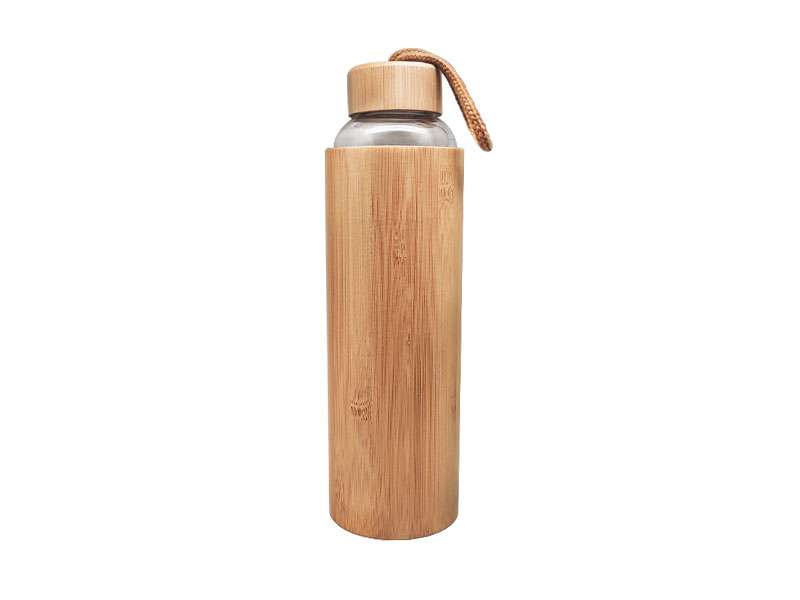 Bristem (550ml) — ♻️Eco friendly glass borosilicate bottle with bamboo sleeve and lid