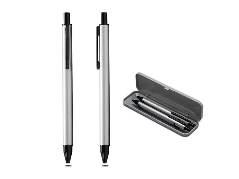Duo penset — Set of silver ball pen and mechanical pencil